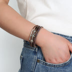 Pulsera de cuero con concha y estrella de mar marrón
