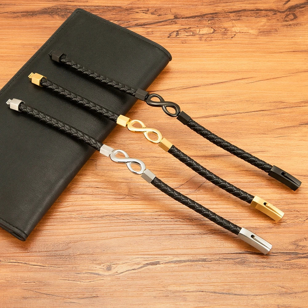 Pulsera de Cuero Hombre Infinito Moderno 