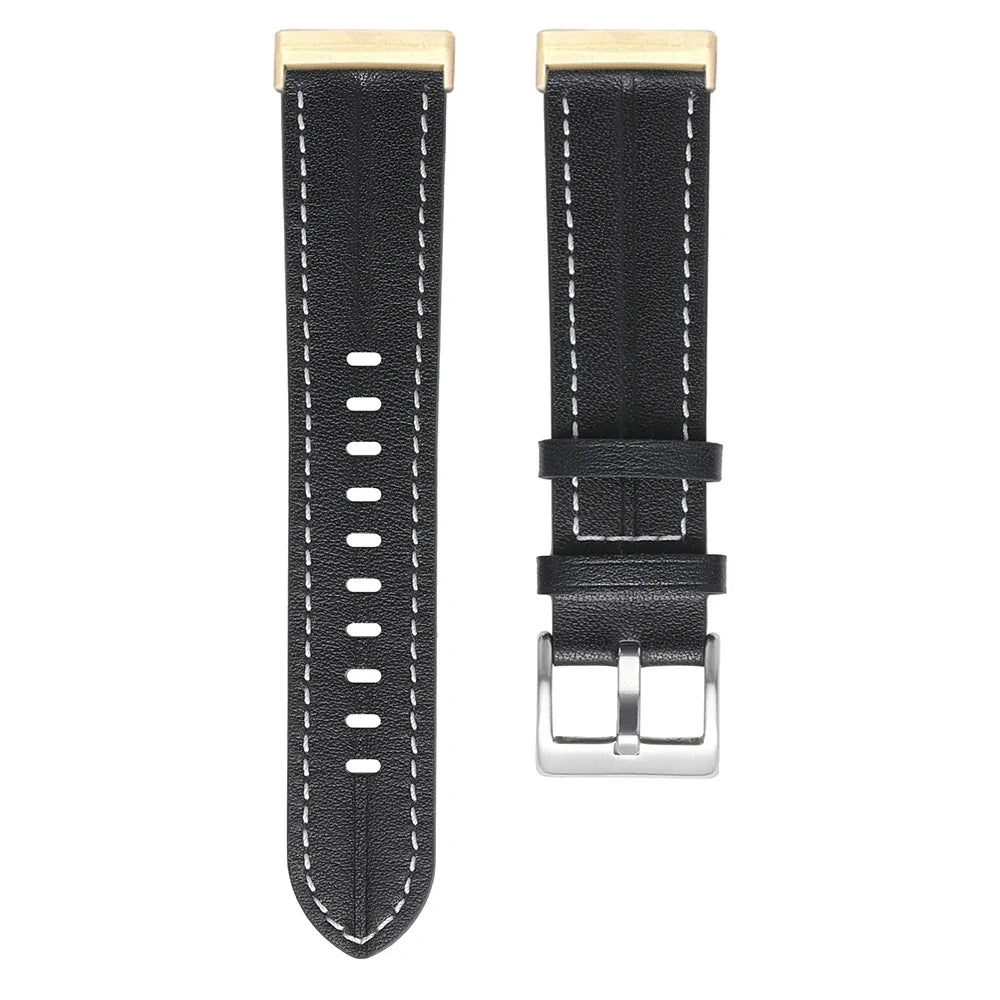Correa de cuero para reloj Fitbit Versa 3, Versa 4, Sense 1 y Sense 2 negra