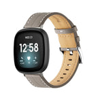 Correa de cuero para reloj Fitbit Versa 3, Versa 4, Sense 1 y Sense 2 gris