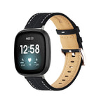 Correa de cuero para reloj Fitbit Versa 3, Versa 4, Sense 1 y Sense 2 negra
