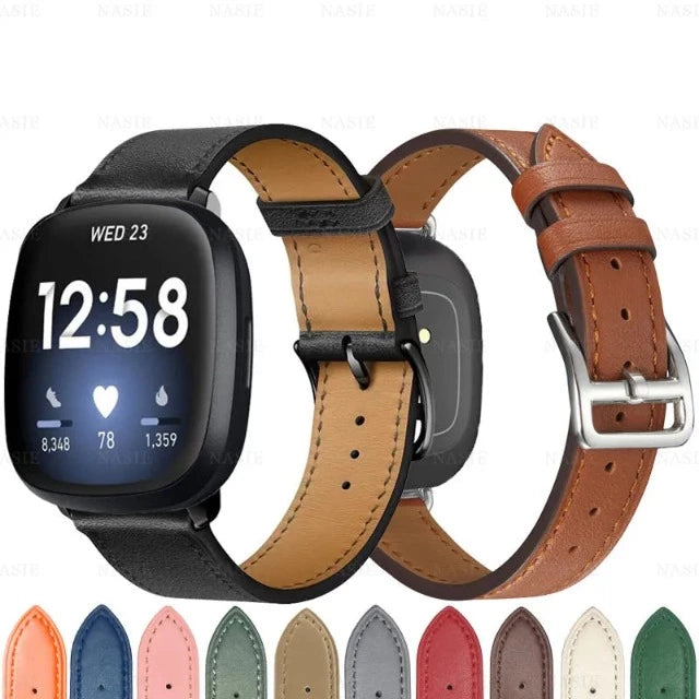Pulsera de cuero para reloj Fitbit Versa 3 Versa 4 Sense 2