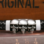 Pulsera de Cuero Cabezas de Muertos