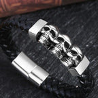 Pulsera de Cuero Cabezas de Muertos