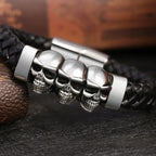 Pulsera de Cuero Cabezas de Muertos