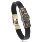 Pulsera de Cuero Yin Yang negra