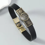 Pulsera de Cuero Yin Yang negra