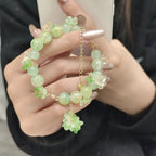 Pulsera de Perlas con Flores verde
