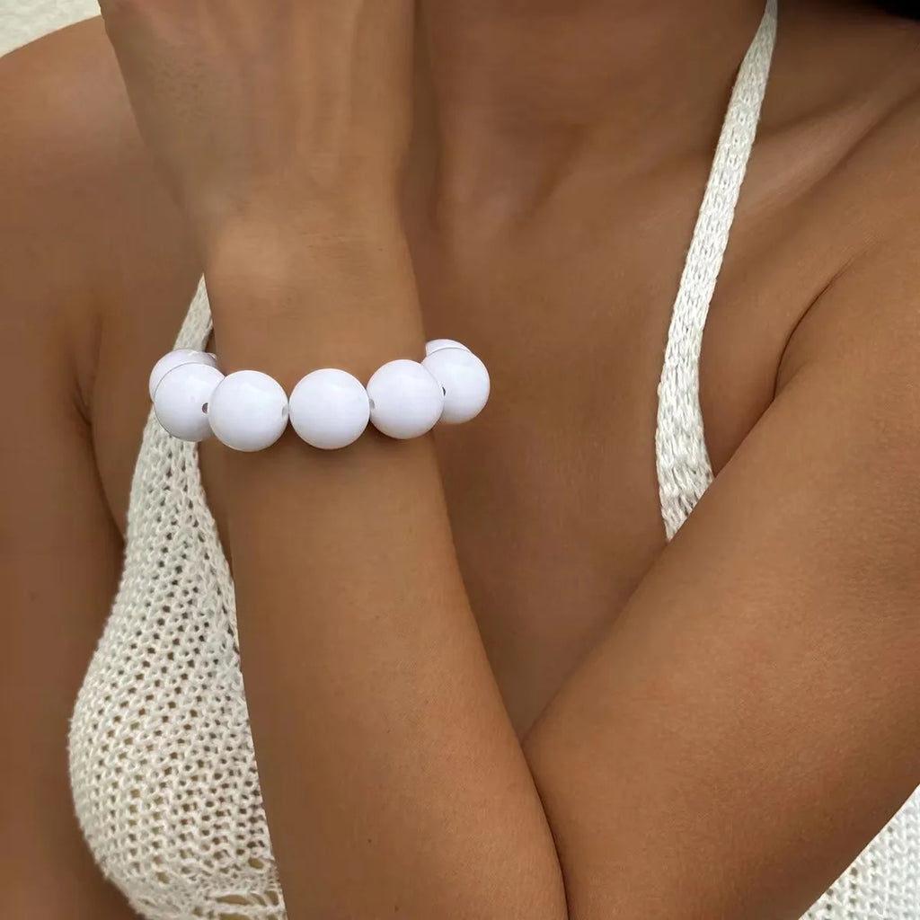 Pulsera de Perlas de Colores para Mujer blanco