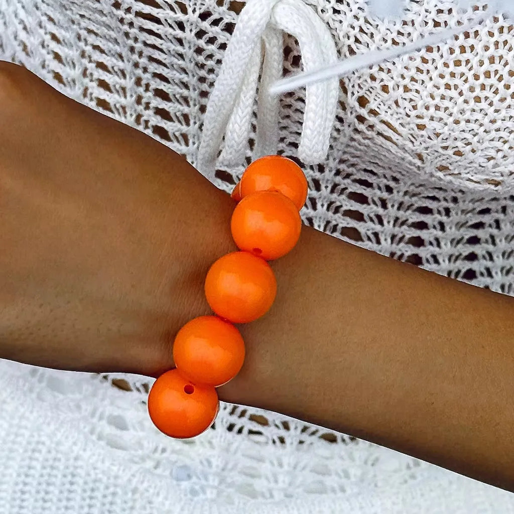 Pulsera de Perlas de Colores para Mujer naranja