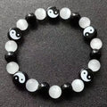 Pulsera de Perlas Yin Yang Negro y Blanco