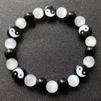 Pulsera de Perlas Yin Yang Negro y Blanco