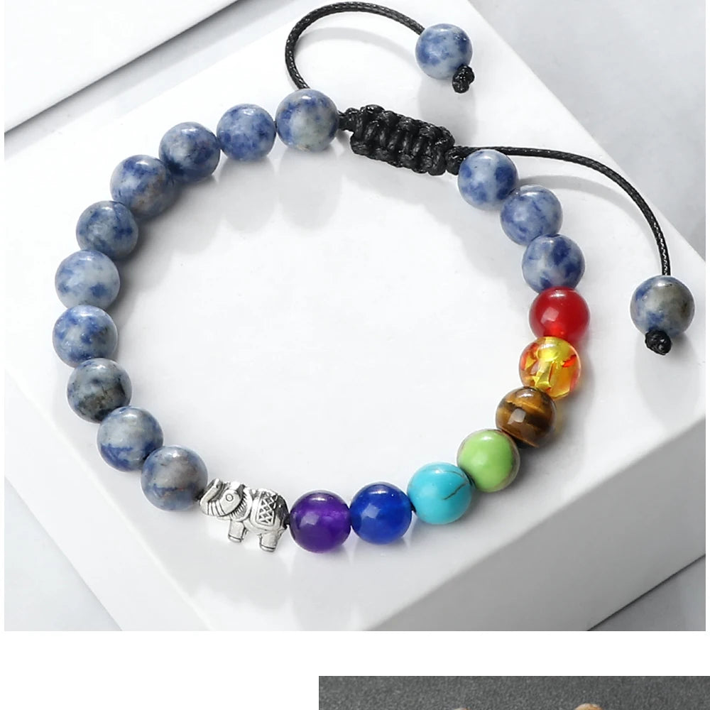 Pulsera de Piedras Naturales y Elefante 7 Chakras 10