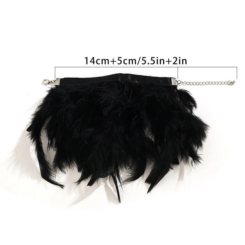 Pulsera con pluma rosa vaporosa negra