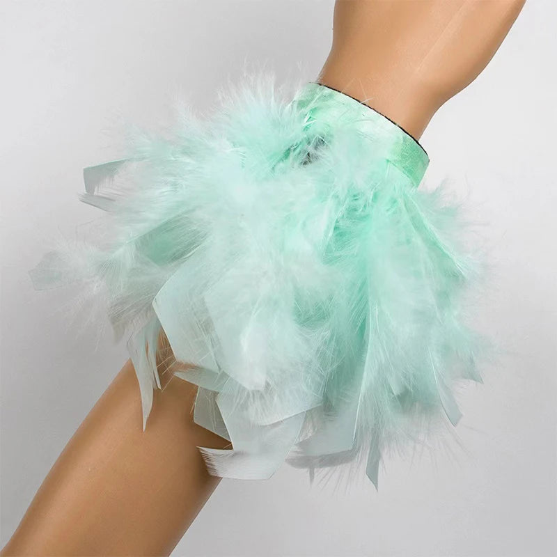 Pulsera con pluma rosa vaporosa verde