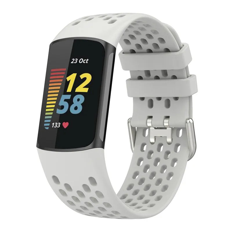 Pulsera de silicona para reloj Fitbit Charge 5, Charge 6 blanco