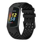 Pulsera de silicona para reloj Fitbit Charge 5, Charge 6 negro