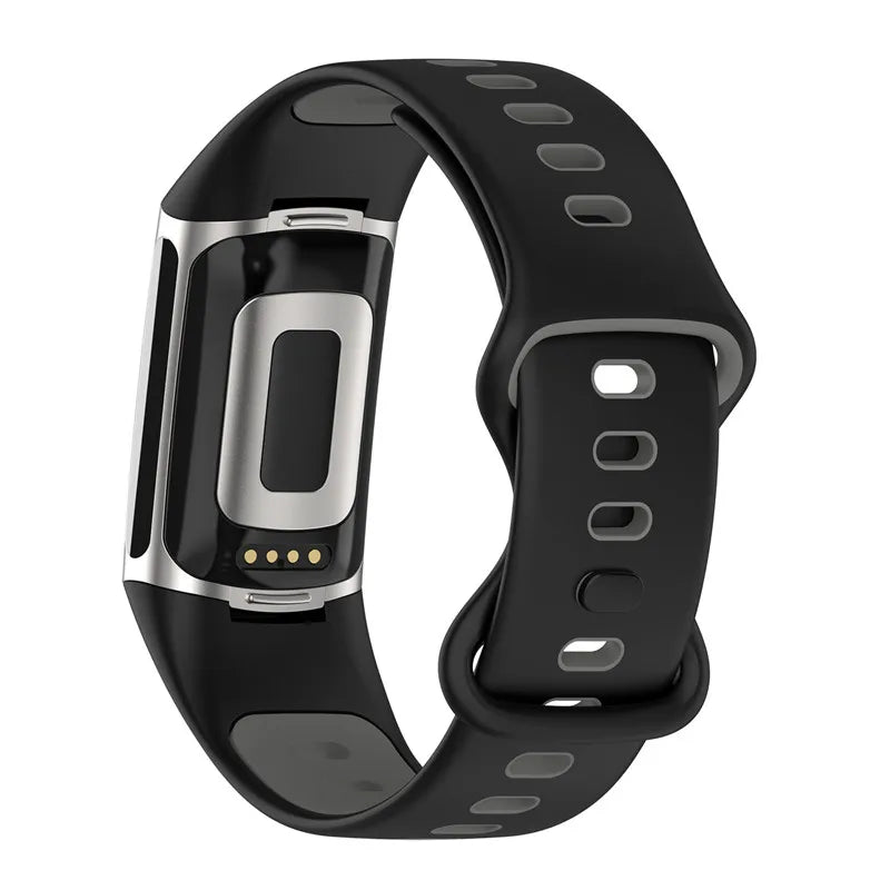 Pulsera de silicona para reloj Fitbit Charge 5, Charge 6 negro