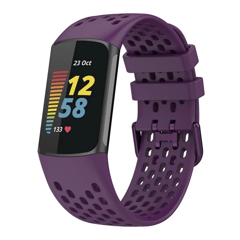 Pulsera de silicona para reloj Fitbit Charge 5, Charge 6 violeta
