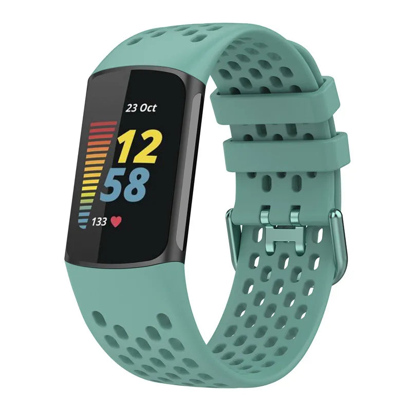 Pulsera de silicona para reloj Fitbit Charge 5, Charge 6 verde azul