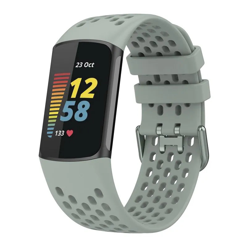 Pulsera de silicona para reloj Fitbit Charge 5, Charge 6 gris
