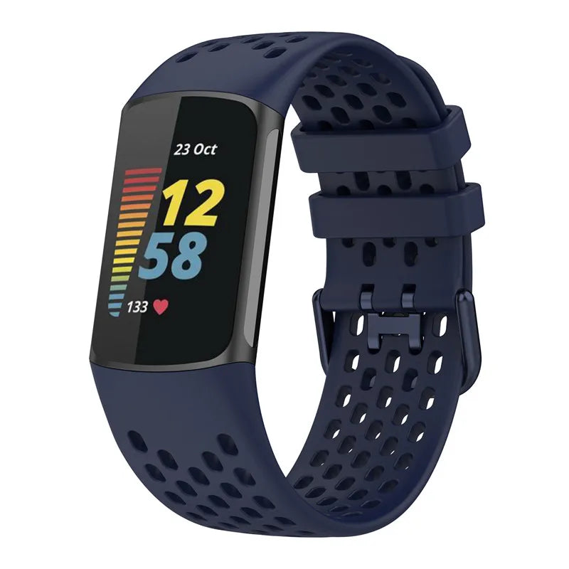 Pulsera de silicona para reloj Fitbit Charge 5, Charge 6 azul marino