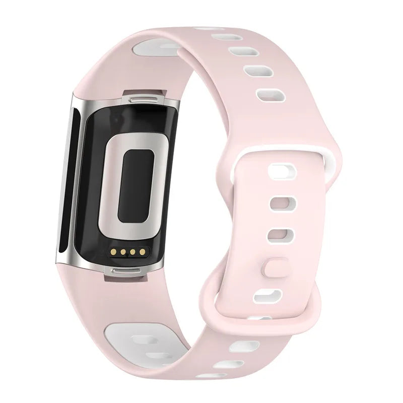 Pulsera de silicona para reloj Fitbit Charge 5, Charge 6 rosa