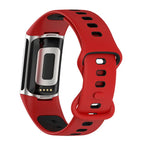 Pulsera de silicona para reloj Fitbit Charge 5, Charge 6 rojo negro