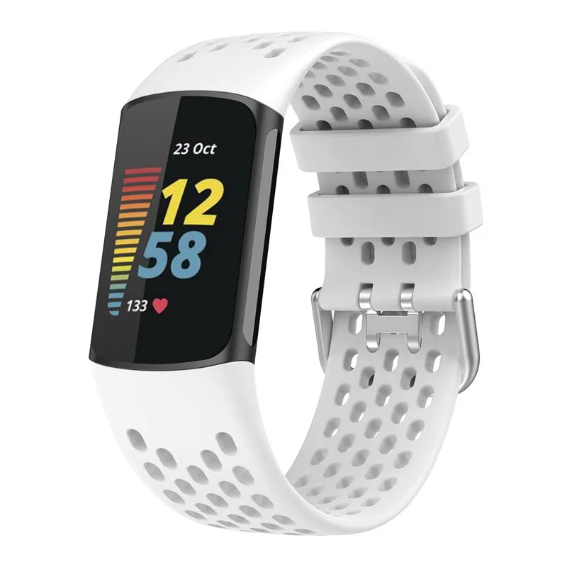 Pulsera de silicona para reloj Fitbit Charge 5, Charge 6 blanco