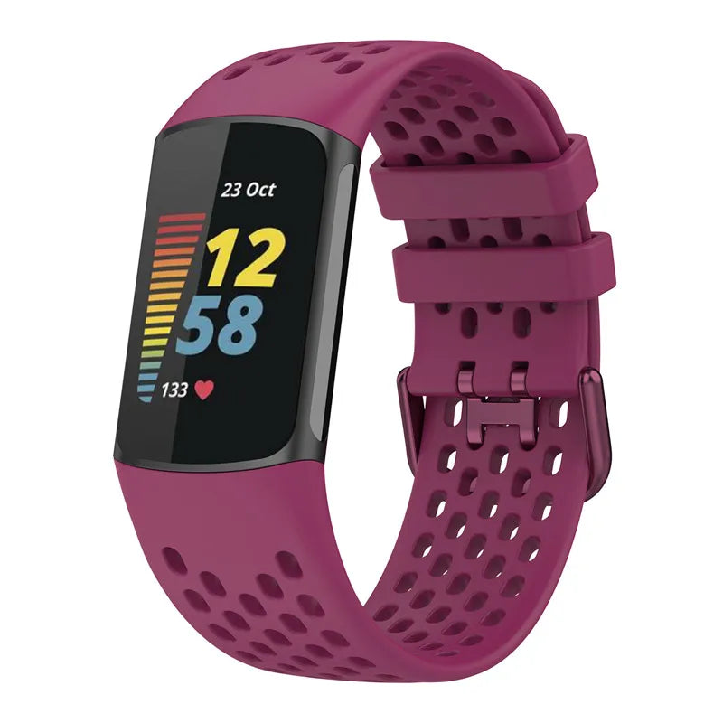 Pulsera de silicona para reloj Fitbit Charge 5, Charge 6 violeta