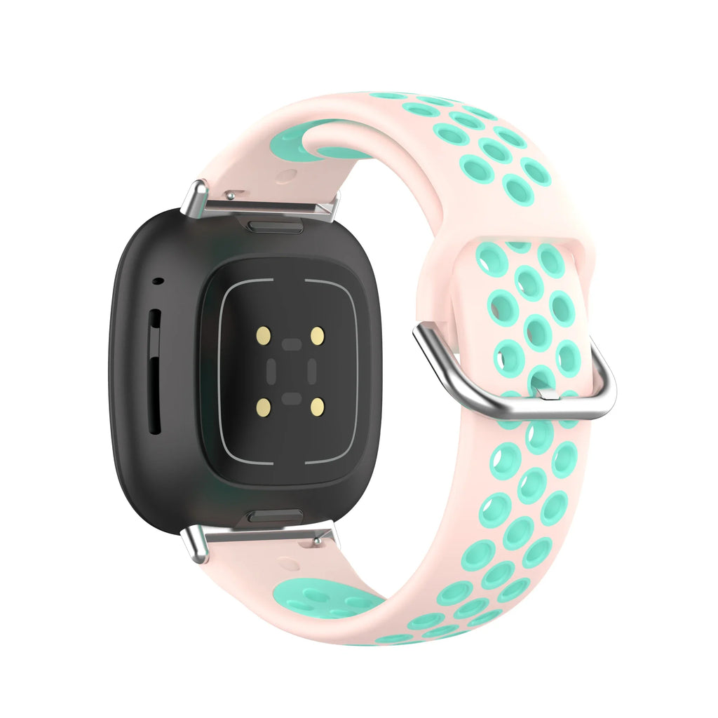 Pulsera de silicona para reloj Fitbit Versa 3, Versa 4, Sense 1 y Sense 2 rosa y cian