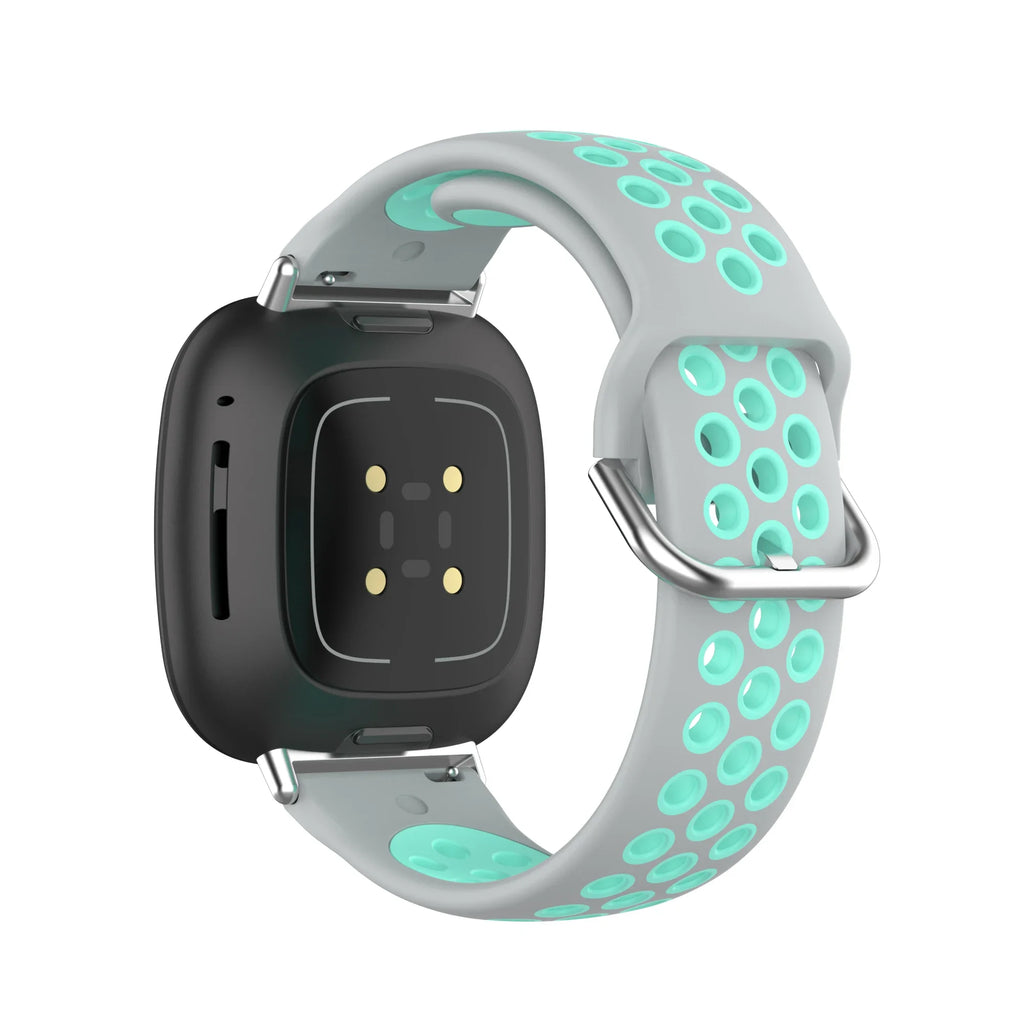 Pulsera de silicona para reloj Fitbit Versa 3, Versa 4, Sense 1 y Sense 2 gris y cian