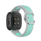 Pulsera de silicona para reloj Fitbit Versa 3, Versa 4, Sense 1 y Sense 2 gris y cian