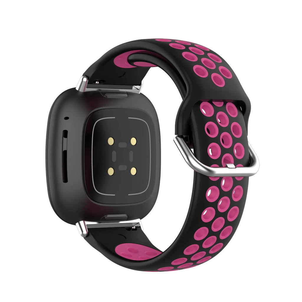 Pulsera de silicona para reloj Fitbit Versa 3, Versa 4, Sense 1 y Sense 2 negro y rosa