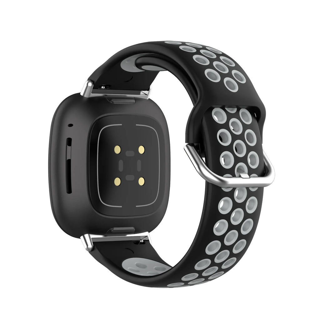 Pulsera de silicona para reloj Fitbit Versa 3, Versa 4, Sense 1 y Sense 2 negro y gris