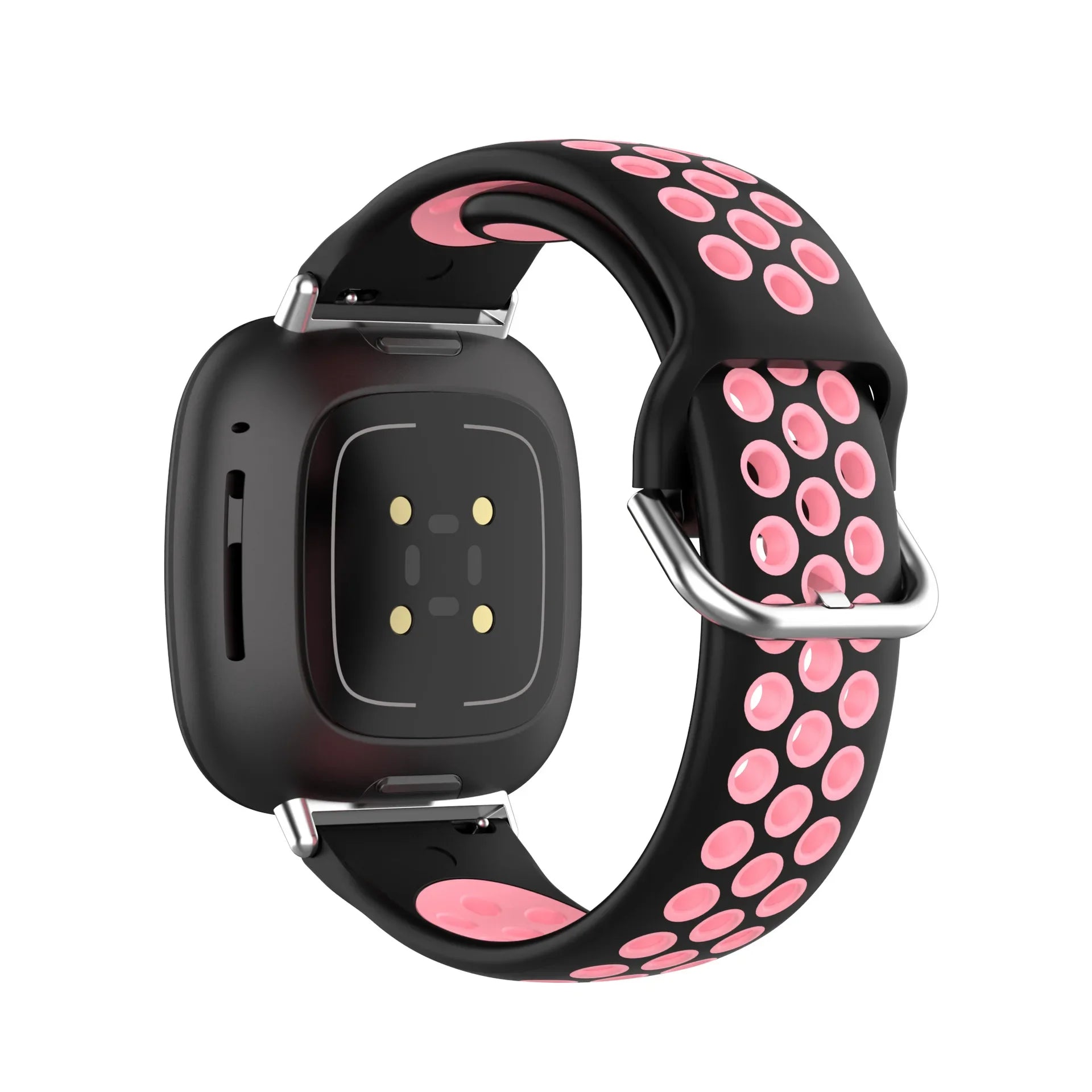 Pulsera de silicona para reloj Fitbit Versa 3, Versa 4, Sense 1 y Sense 2 negro y rosa