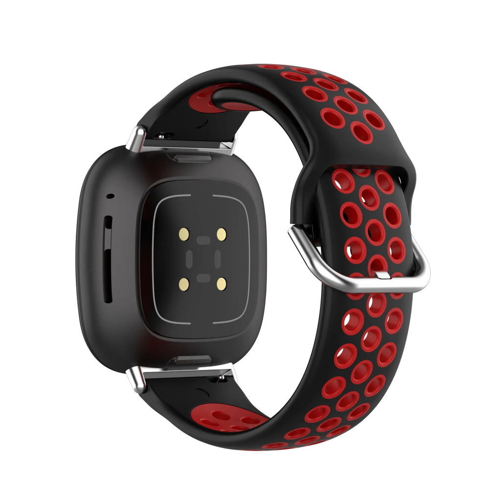 Pulsera de silicona para reloj Fitbit Versa 3, Versa 4, Sense 1 y Sense 2 negro y rojo