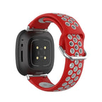 Pulsera de silicona para reloj Fitbit Versa 3, Versa 4, Sense 1 y Sense 2 rojo y gris