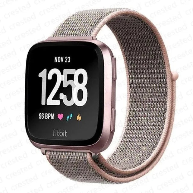 Pulsera de Tela para Reloj Fitbit Versa 3 Versa 4 Sense 2 rosa