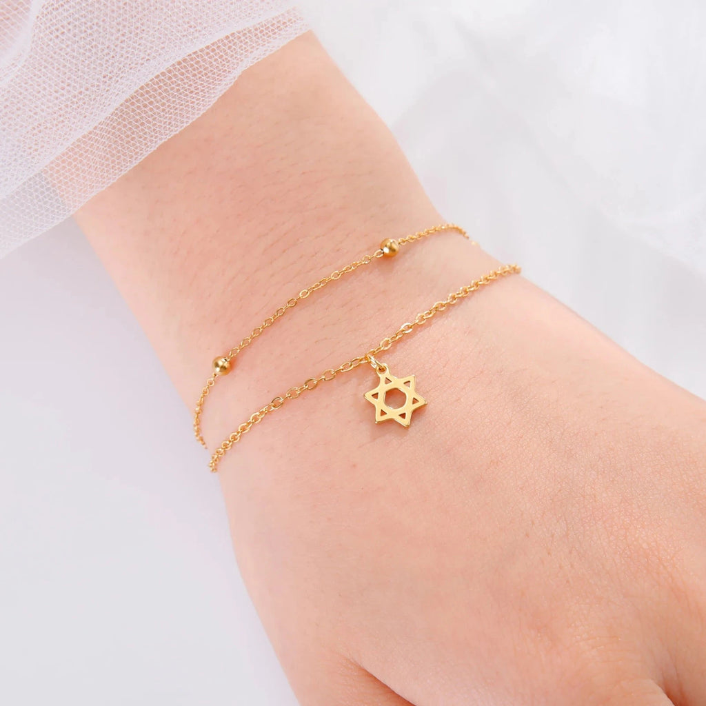 Pulsera Estrella de David oro