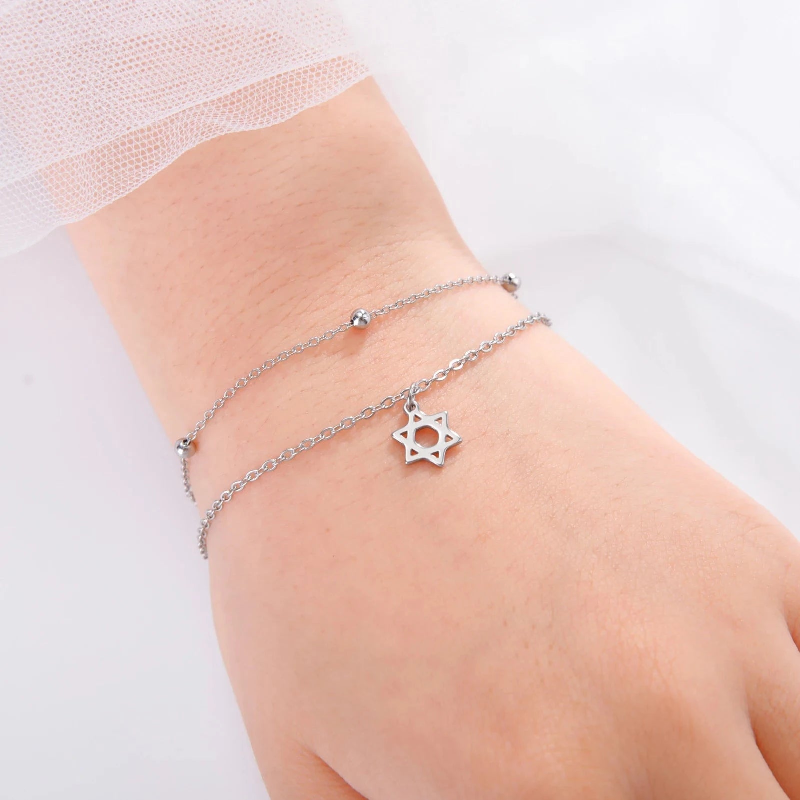 Pulsera Estrella de David plata