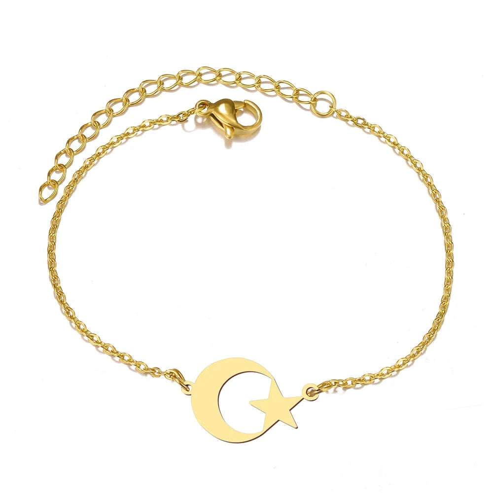 Pulsera Estrella y Luna dorada