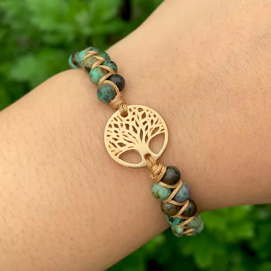Pulsera Mujer Piedra Natural Violeta Árbol de la Vida 