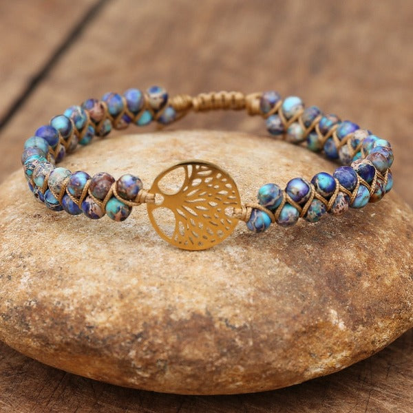 Pulsera Mujer Piedra Natural Violeta Árbol de la Vida 
