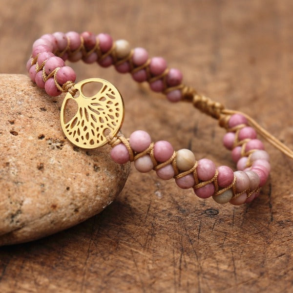 Pulsera Mujer Piedra Natural Violeta Árbol de la Vida 