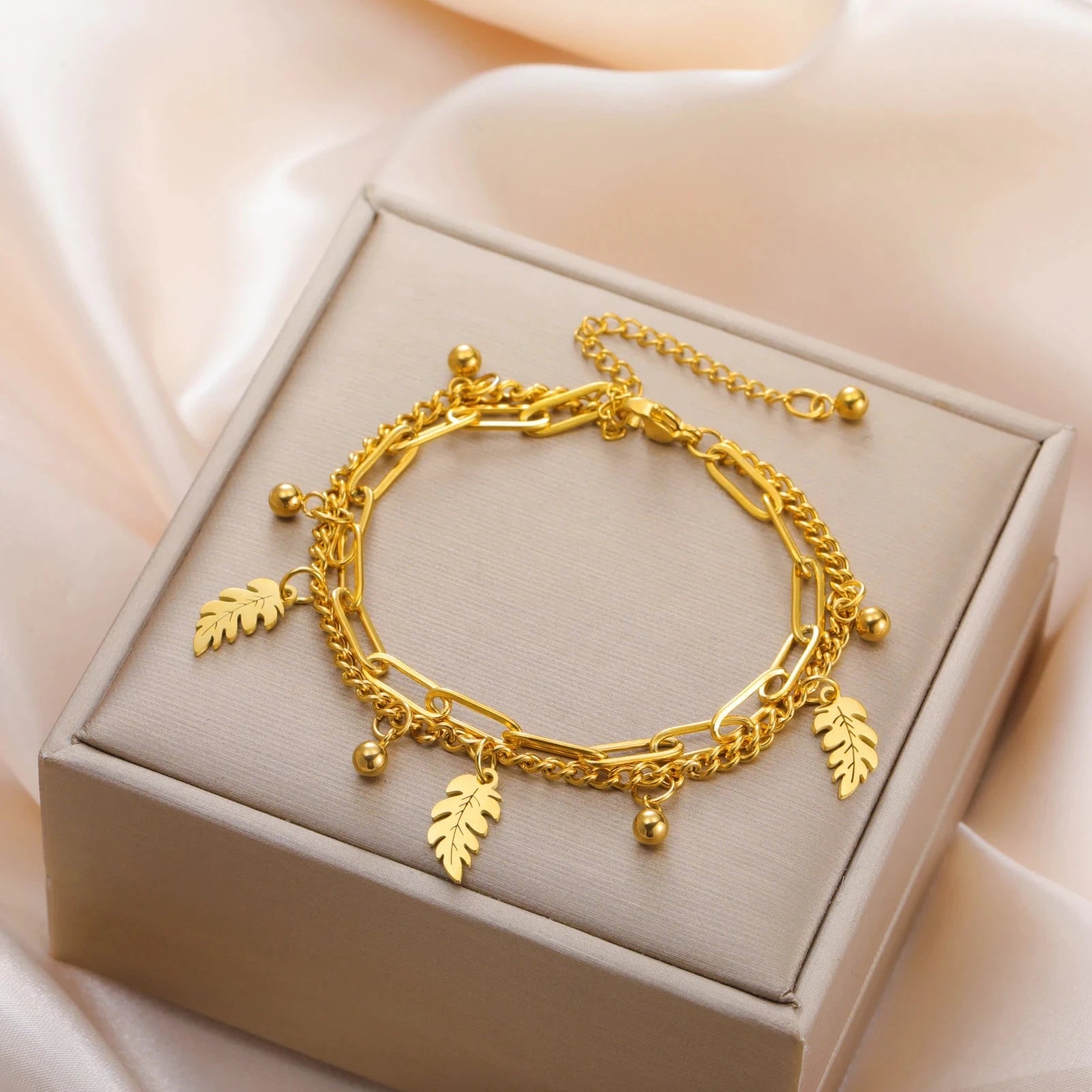 Pulsera Hoja de Palma y Circonio 