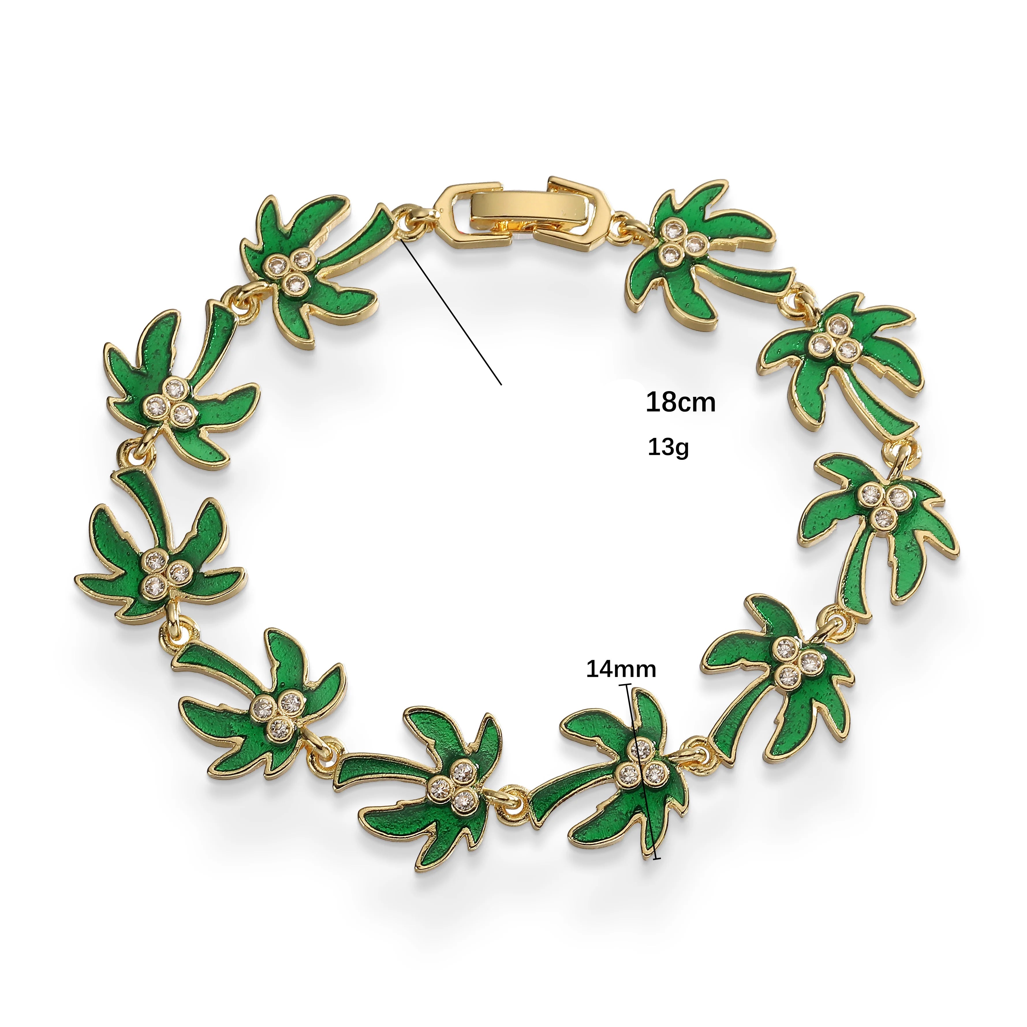 Pulsera de hojas de palmeras verdes