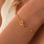 Pulsera Flor con Piedra de Nacimiento de Circonio
