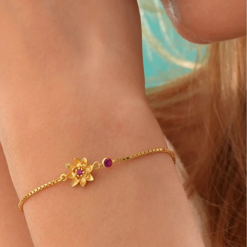 Pulsera Flor con Piedra de Nacimiento de Circonio