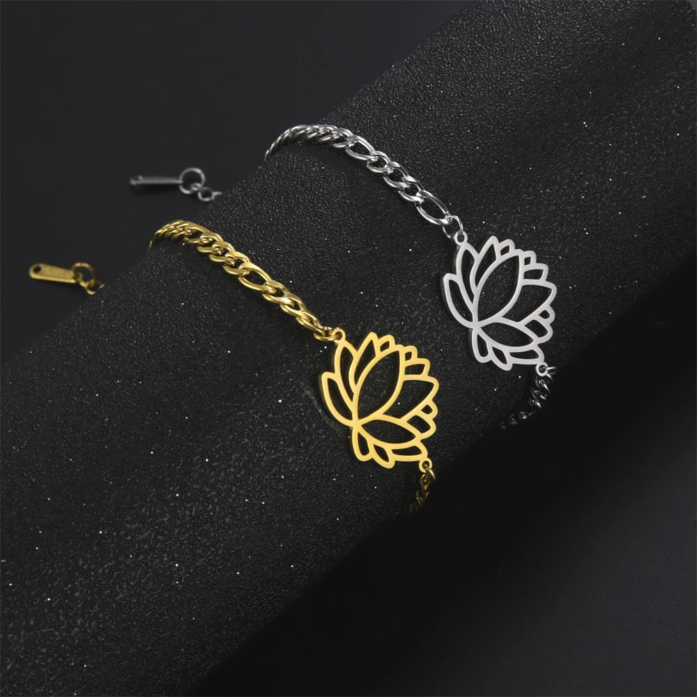 Pulsera Flor de Loto Mujer plata